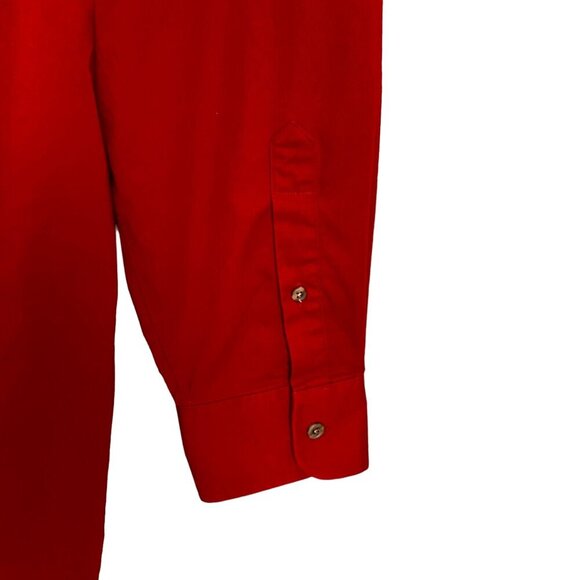 Roundtree & Yorke Red Long Sleeve Button Down Men's Dress Neck 17.5 - Picture 7 of 8